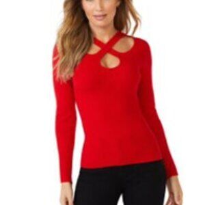 Sofia Jeans by Sofia Vergara Women's Crisscross  Red Sweater size large